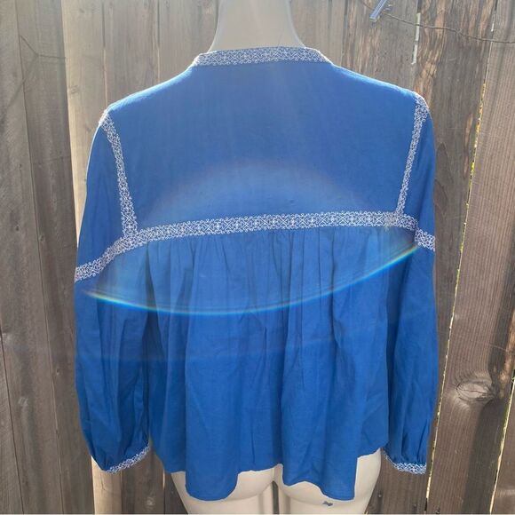 Zara blue EMBROIDERED blouse size XS New - Picture 6 of 11
